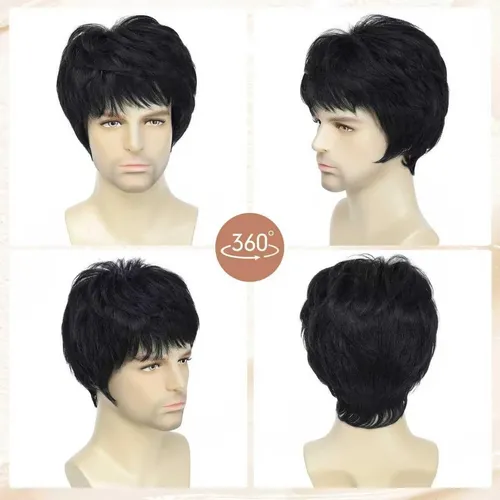 Peluca Cabello Corto Masculino Colocación Sin Complicaciones