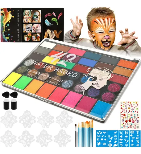 Kit Maquillaje Pintura Cara Pintacaritas Pintura Corporal Ac