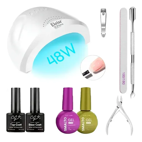 Kit Esmaltado Semipermanente Cabina Uv Led Completo Inicial