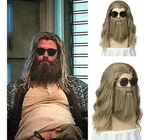 Ee Y Peluca De Thor For Cosplay Con Barba Rubia Ceniza Larga