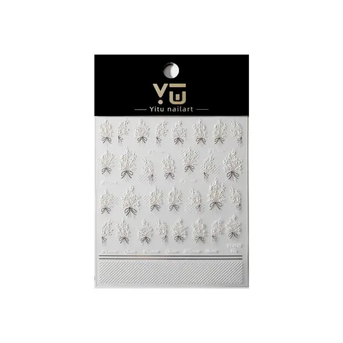 Adhesivos De Uñas Con Lazo De Oro Y Bouquet