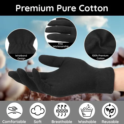 Guantes Algodón Negros Hidratantes Para Dormir 4 Pares