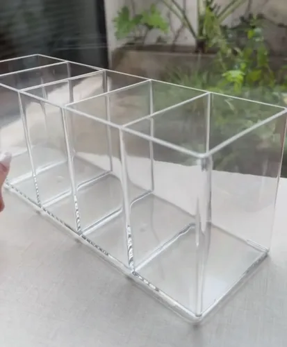 Organizador Brochas Maquillaje Gafas Acrílico 5 Divisiones