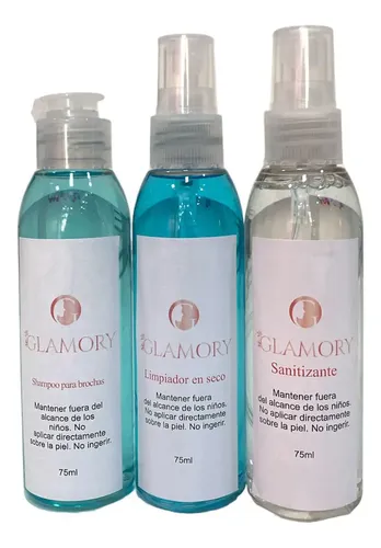 Pack De Limpiador Liquido Brochas De Secado Instantaneo + Shampoo Para Brochas + Sanitizante De Paletas Y Herramientas Glamory