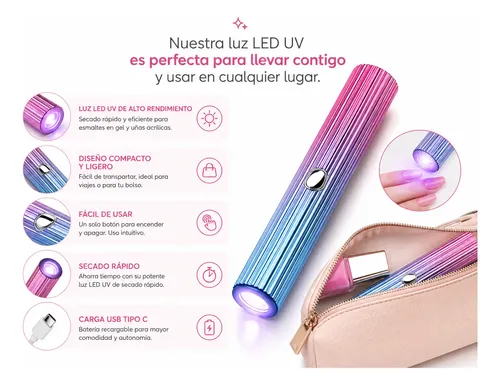 Mini Luz Led Uv Uñas Portátil Recargable Usb-c Para Gel