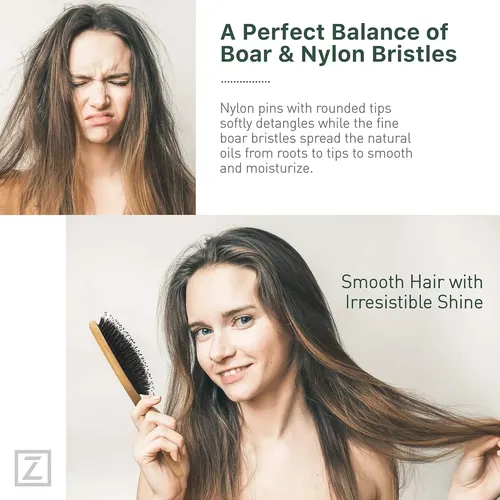 Cepillo De Cerdas Naturales De Jabalí Para Mujeres, Hombres