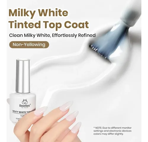Gel Top Coat Blanco Lechoso Beetles 15ml