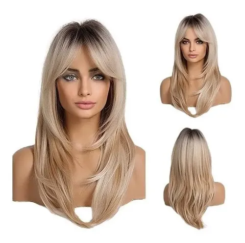 Tendencia Peluca Bob Rubia Clara Lacia Natural ..
