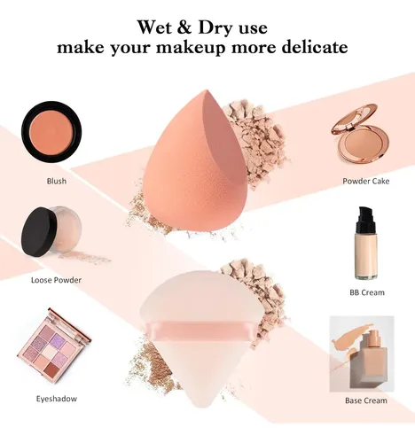 Set Esponjas Maquillaje Con Soporte Color Beige
