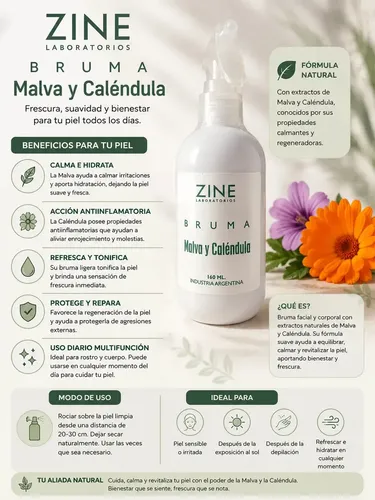 Bruma Descongestiva Malva Y Calendula 160ml Zine Todo Tipo De Piel Día/noche