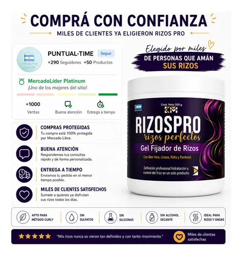 Gel Fijador Rulos Rizos Pro Método Curly Ontrol Friz Arlex