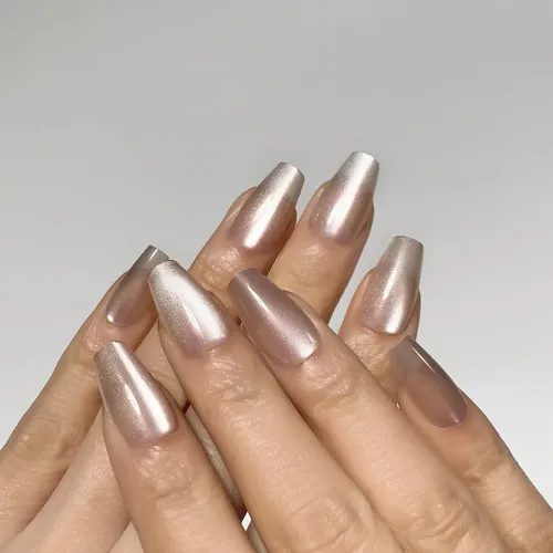 Uñas Press On Nails Veluna Reutilizables Diseños Variados Color Nude Champagne Glow