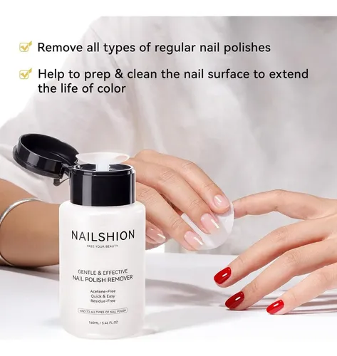 Removedor De Esmalte Sin Acetona Nailshion 160 Ml Rápido