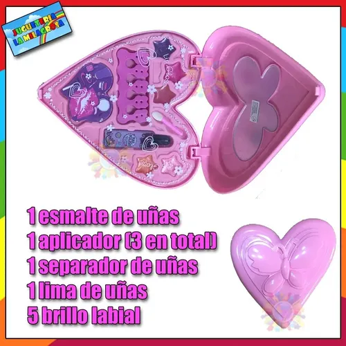 Set De Maquillaje Belleza Corazon Esmalte Pinturitas Labial