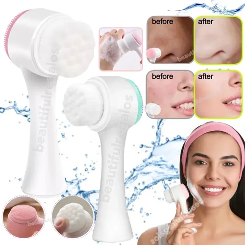 Cepillo Limpiador Facial Doble Cara De Silicona Manual