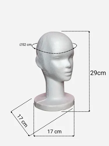 Cabeza Maniqui Telgopor Mujer Cuello Corto Peluca