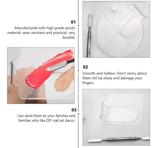 Kit 2 Paletas Acrílicas Mezclar Maquillaje De Uñas, Bandejas