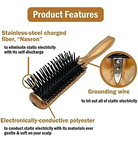 Cepillo Antiestático Para Secador De Pelo, Cepillo De Viaje Marrón.