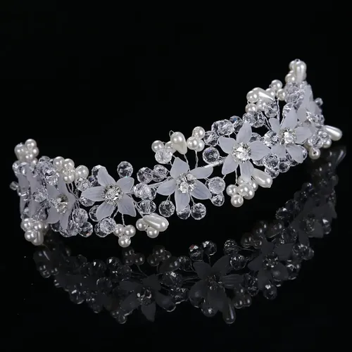 Ts Diadema De Perlas Y Flores De Cristal, Accesorios Para L