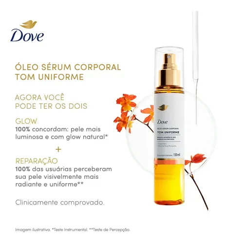 Dove Aceite Corp Tono Uniforme Aceite De Rosa Mosqueta 150ml