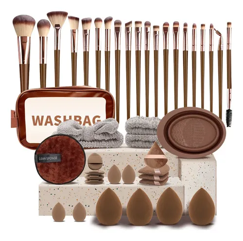 Set De 40 Brochas Y Esponjas De Maquillaje Profesional Para