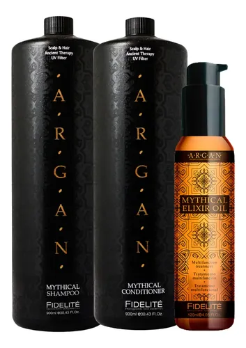 Kit Mythical Argan Fidelite Shampoo + Acondicionador + Mascara Capilar + Oleo Serum Extraordinario Elixir + Protector Termico BKD + Crema Peinar Anti Frizz Nutricion Intensa Pelo Tratamiento full
