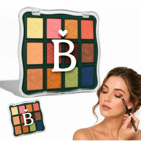Paleta Tono 02 Sombras De Ojos 12 Colores Mate Brillante Maquillaje Rostro Veoquiero