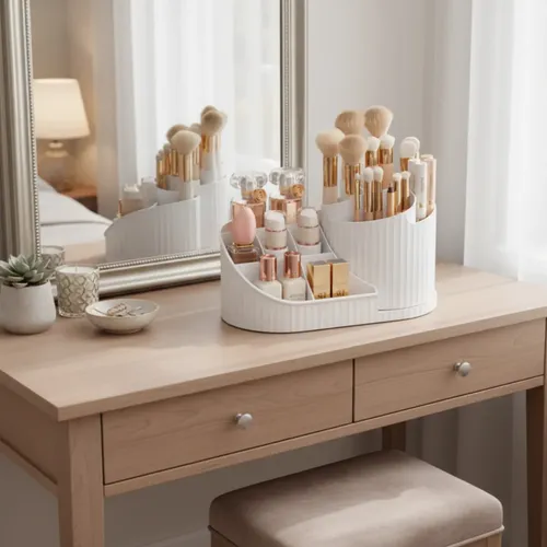 Organizador De Maquillaje Giratorio Skincare Accesorios Ofi