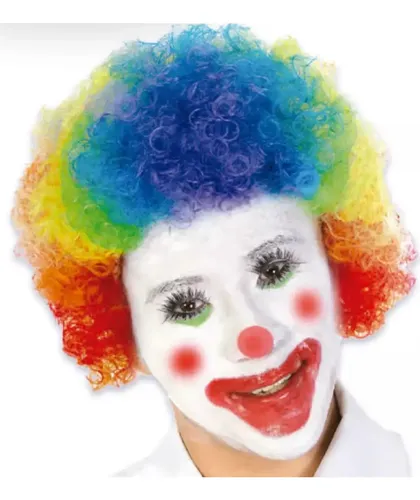 Peluca Afro Payaso Rulos Cotillon Fiesta Multicolor Envios