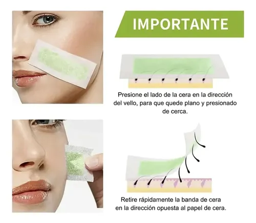 Tiras Depilatorias Faciales Aloe Vera Caja 30 Unidades Piel