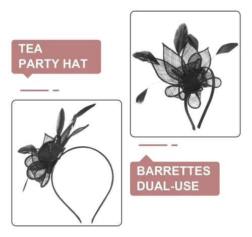 Fascinator Headband And Hair Clip Small Party Hat Black