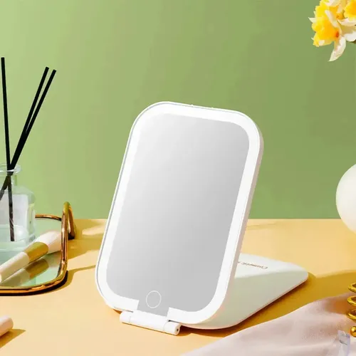 Cosmetic Mirror Retangular Rectangular – 3 Tonos – Blanco – Recargable USB 18 cm (Incluye: Con luz)