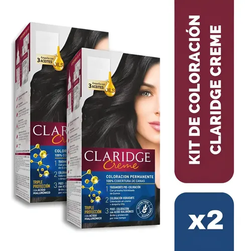 Pack X2 Tinturas En Kit Creme Claridge Coloración Permanente Rubio Claro Dorado 8.3