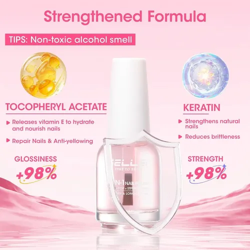 Gellen 3-en-1 Endurecedor De Uñas: Base, Top Coat Y Brillo