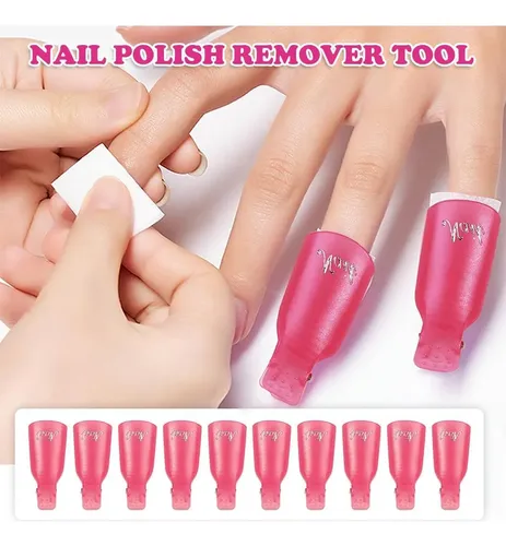Clip Para Remover Esmalte Uñas Akoak 10 Pcs Acrílico Rosa