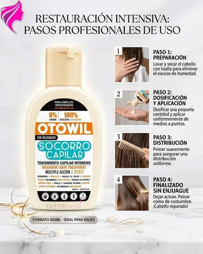 Otowil Socorro Capilar Reparador Sin Enjuague Vegano 60g