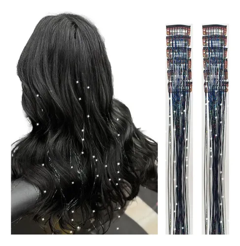 Tiras De Purpurina Para Cabello Hersun Clip-in 12 Uds, 20