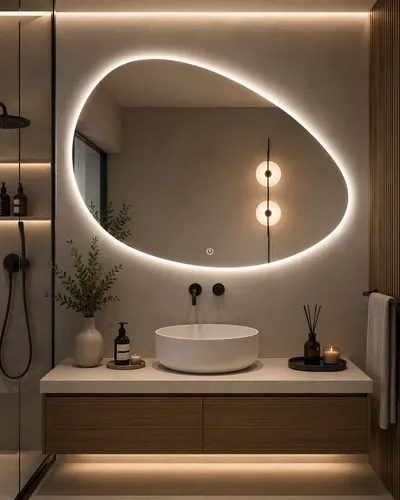 Espejo Digital Led Irregular 60×80 Sin Marco Moderno Premium