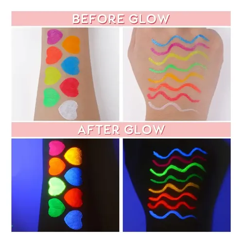 Set De Delineadores Uv Neon Brillantes 8 Colores Cara Cuerpo