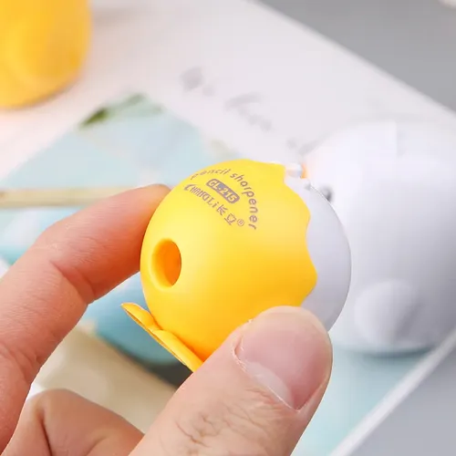 Sacapuntas Mecánico De Mano, Bonito Diseño Kawaii Chick  Amarillo