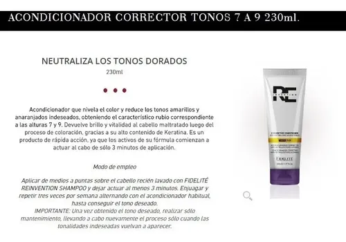 Fidelité Acondicionador Corrector Matizador Tonos 7/9 230ml.