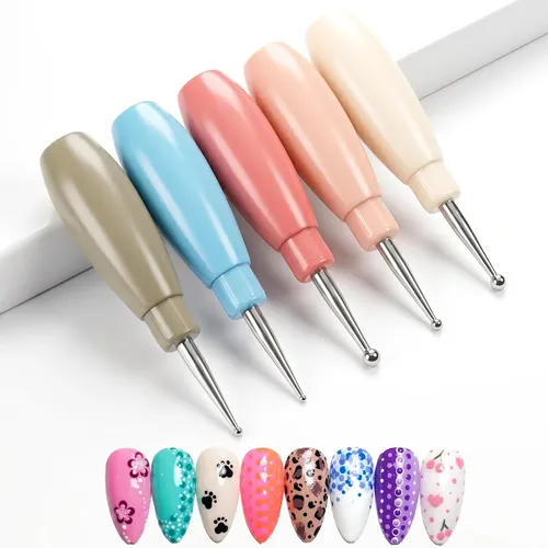 Set 5 En 1 Para Uñas Con Puntas De Colores Y Diseños