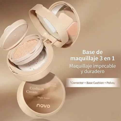 Base Maquillaje Polvo Facial 3en1 Retoque Cushion Mate