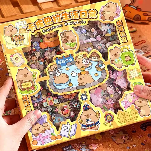 Zs Cute Kawaii Stationerycaja De 100 Pegatinas Capibara L