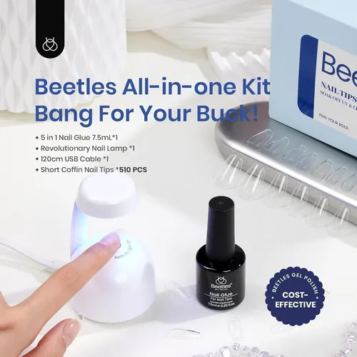Kit Uñas Acrílicas Cortas Transparente 510 Piezas Diy