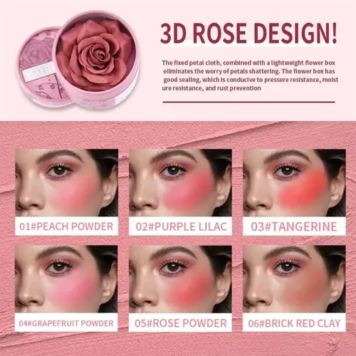 Flower Blush Rubor 3d Con Pétalos De Rosa Polvo Compacto 3.5 Tono Del Maquillaje 05