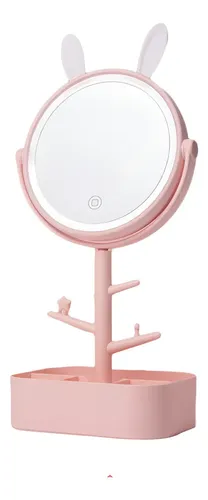 Espejo De Maquillaje C/ Led – Diseño – Pantalla Tactil Marco Rosa claro