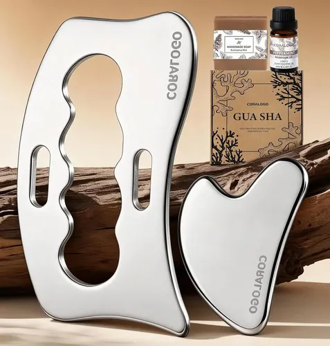 Set 4 Herramientas Gua Sha Acero Para Masaje Y Cuidado Piel
