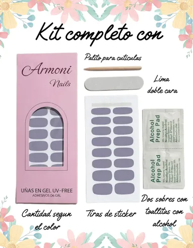 Stickers De Uñas Adhesivas Armoni Nails Gel X22 Sin Lámpara