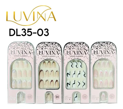 Press On Nails Kit 24 Uñas Postizas Con Adhesivos Luvina